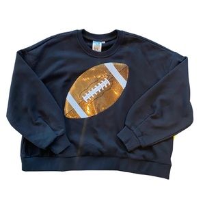Queen Of Sparkles Black Long Sleeve
Sweatshirt With Sequin Football Detail